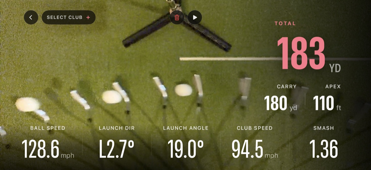 Golfr launch data for a golf swing