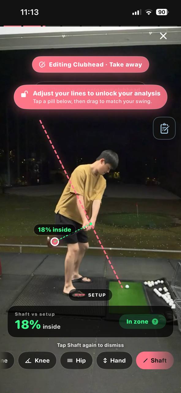 Golfr shaft-plane swing analysis